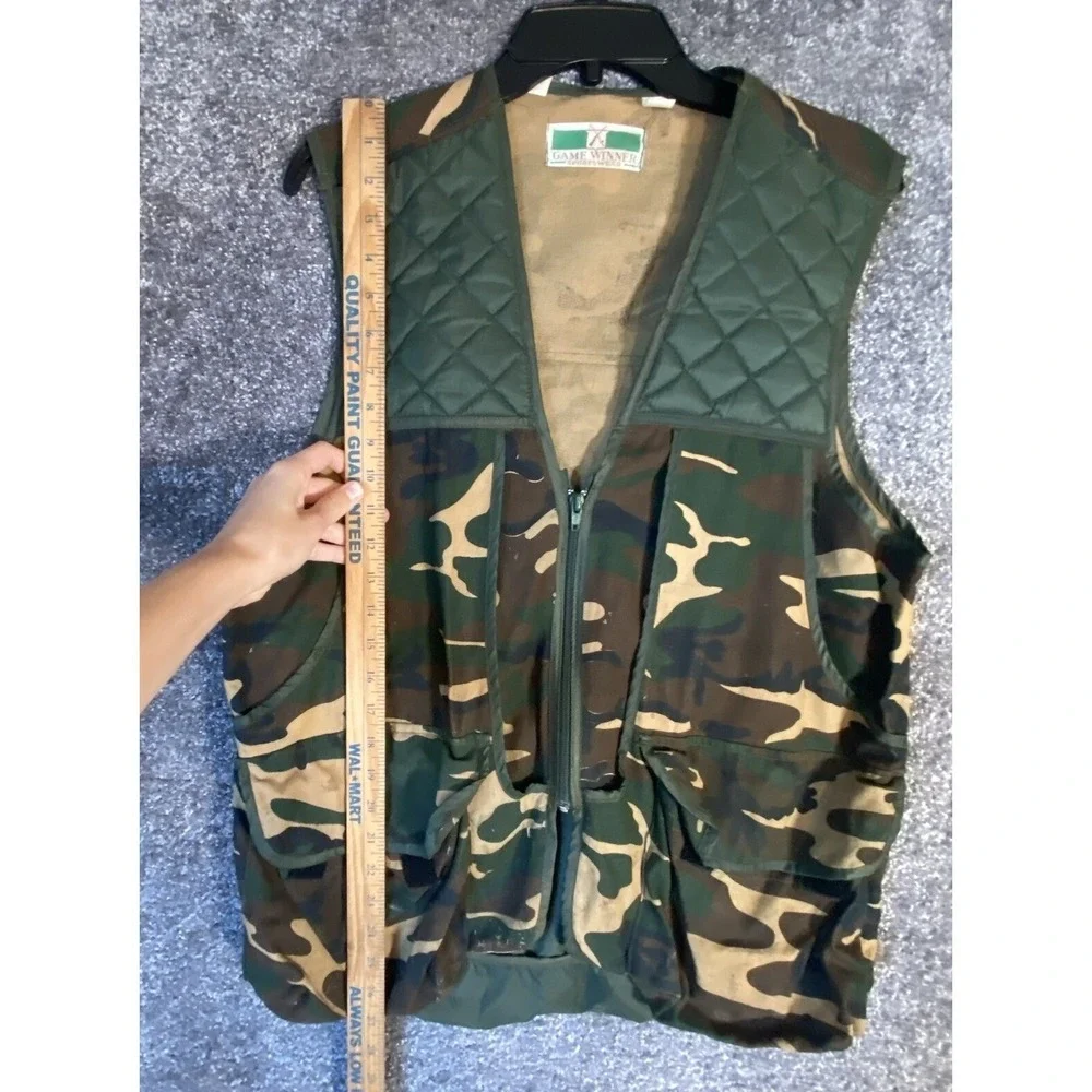 VTG Duck Camo Game Winner Shooting Vest Mens Medium Hunting Sportswear Quilted